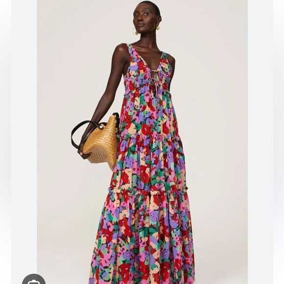 Nicholas Myla Floral Silk-Blend Tiered Maxi Dress | Size 4 - Picture 1 of 10